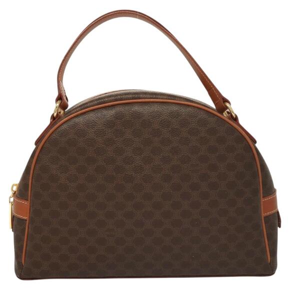 CELINE Macadam Canvas Hand Bag Pvc Leather Brown Gold - Picture 2 of 12